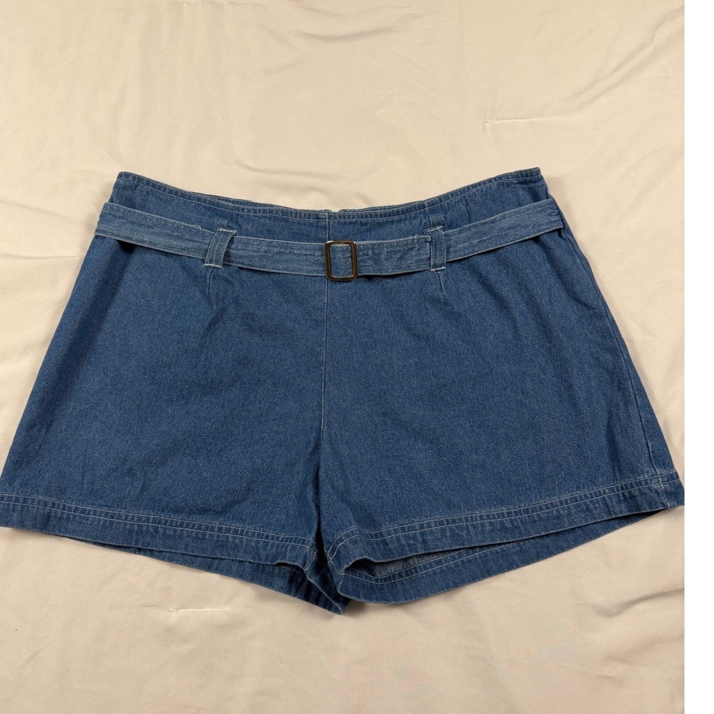 Vintage HWY 290‎ Jean Company High Waisted Belted Denim Shorts Rear Zip 13/14